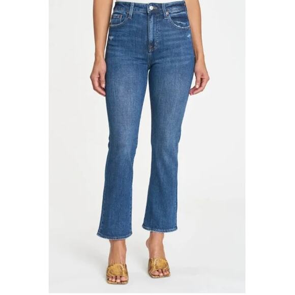 Pistola Lennon High-Waisted Distressed Denim Cropped Bootcut Jean Leyton Wash 25 - Picture 1 of 11